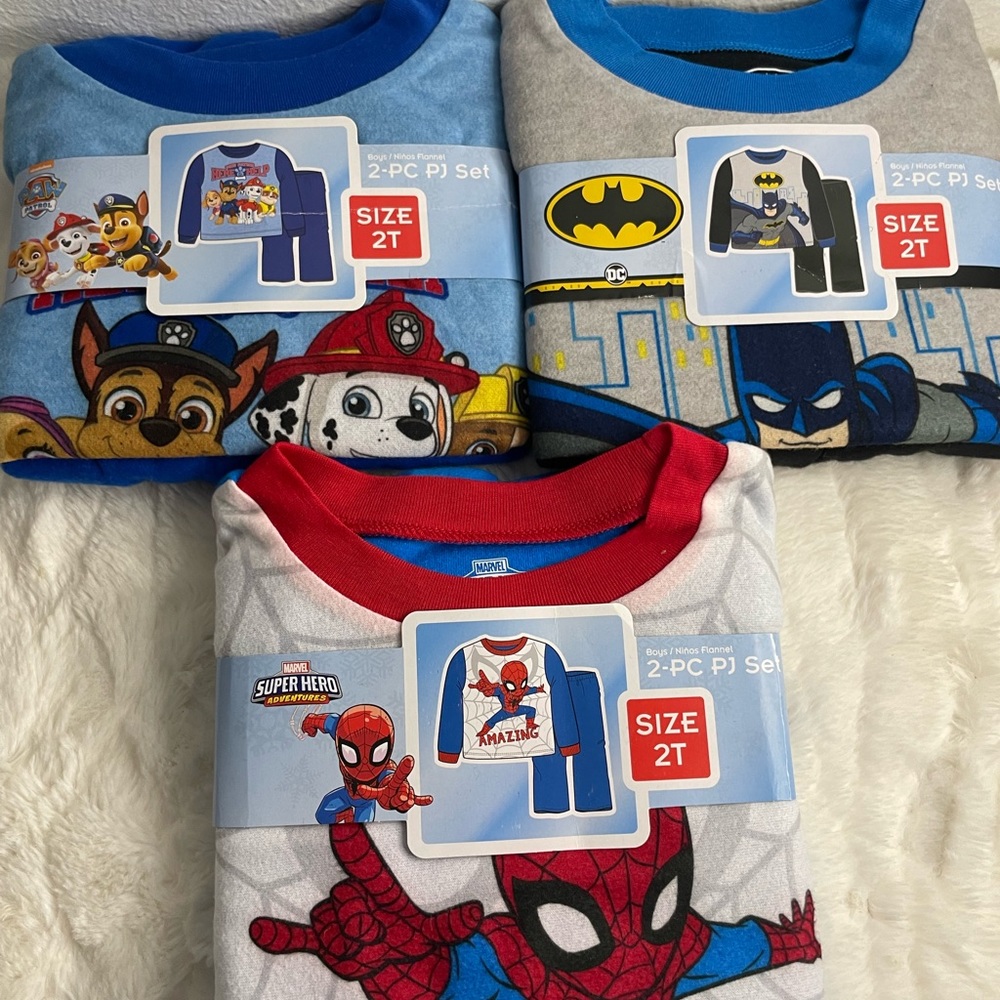 3 Pajama set Paw Patrol, Spider-Man, and Batman